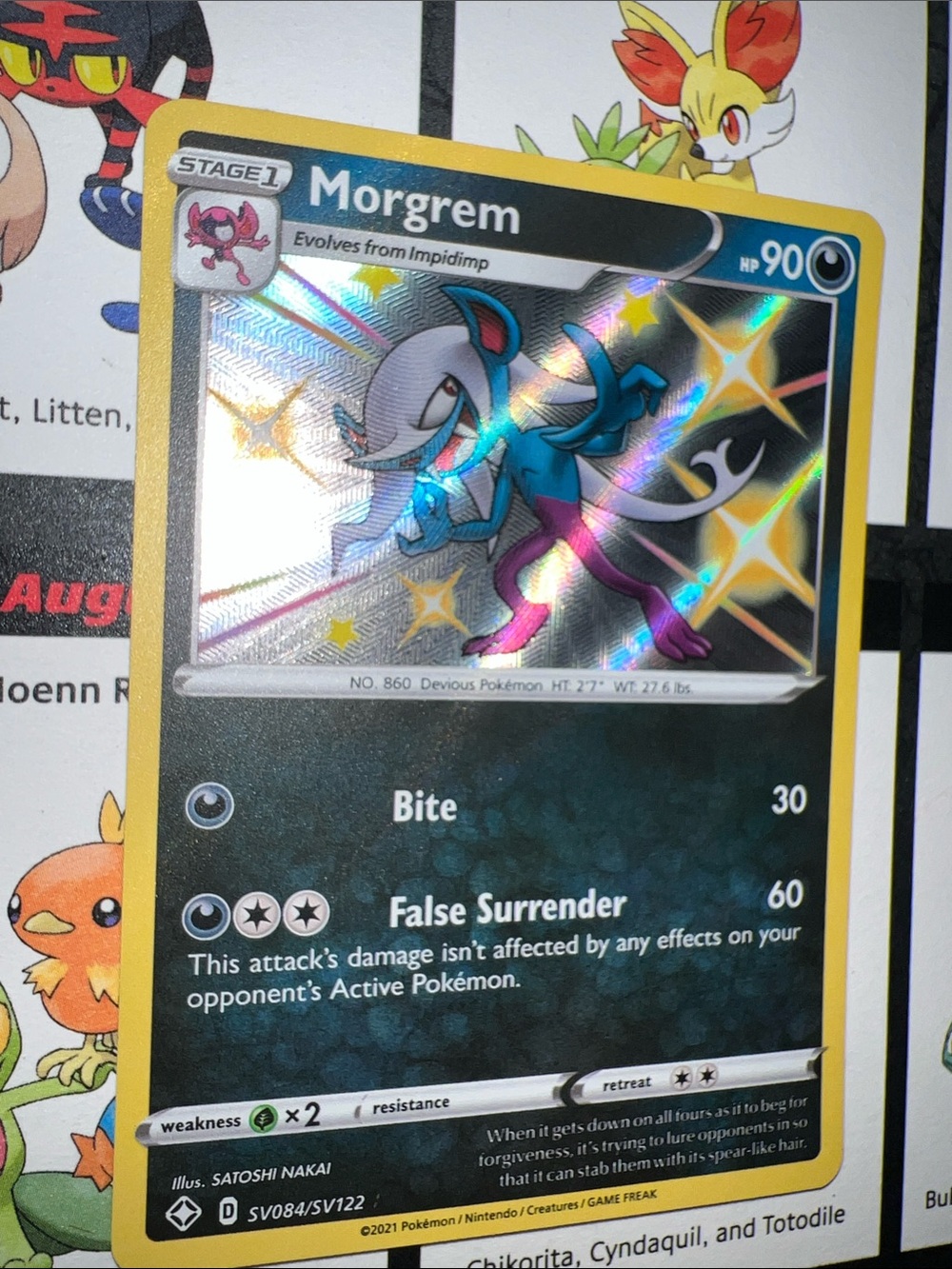 Pokemon Morpgrim Holo Card - Yellow, Black & Blue